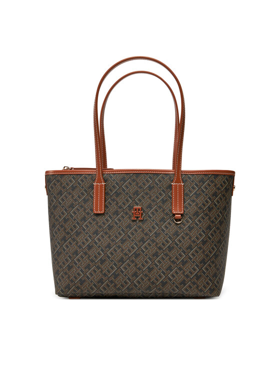 Dámská Kabelka Tommy Hilfiger, Barva: Černá, Th Monoplay Leather Mini Tote AW0AW17415