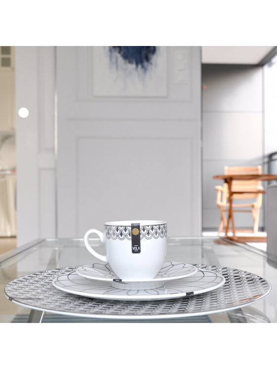 VOLA VOLA Zestaw 2 filiżanek Zestaw do espresso First Platin 002 Srebrny