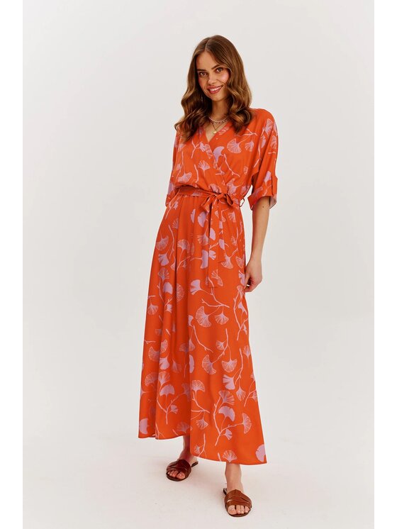 NAOKO NAOKO Každodenní šaty Ginkgo Grace Oranžová Regular Fit