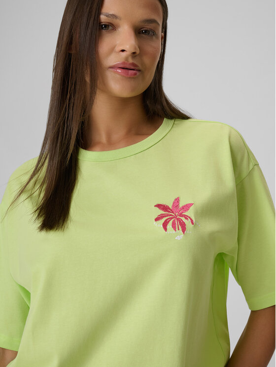 4F 4F T-Shirt BEACHWEAR Żółty jasny Boxy Fit