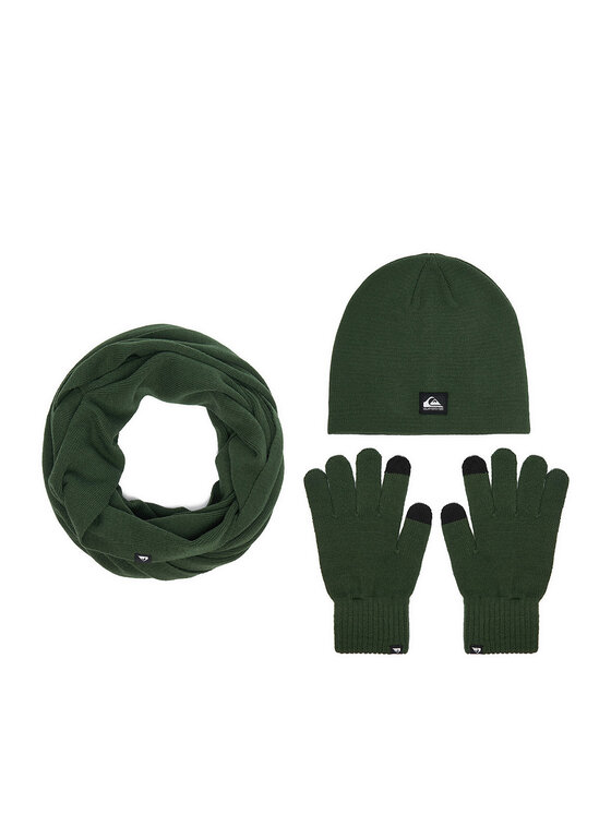 Quiksilver Quiksilver Set kapa, okrugli šal i rukavice CWBEO-QS-SM346-002-AW26 Tamno zelena