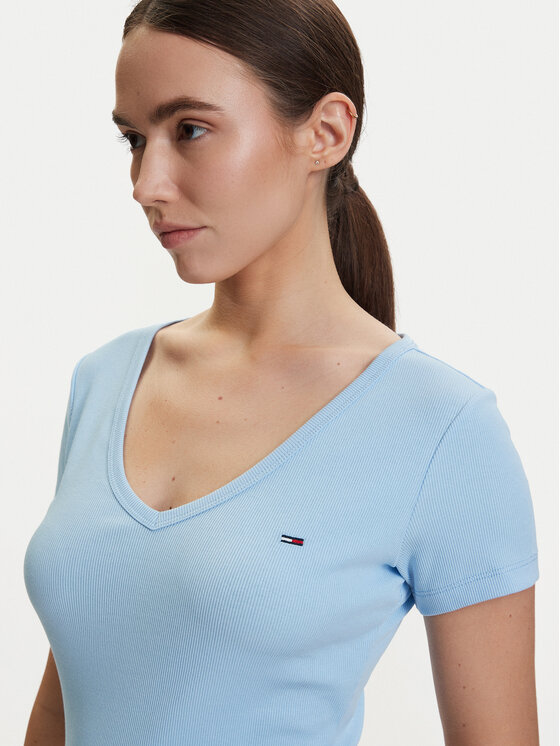 Tommy Jeans Tommy Jeans Majica DW0DW17385 Svetlo modra Slim Fit
