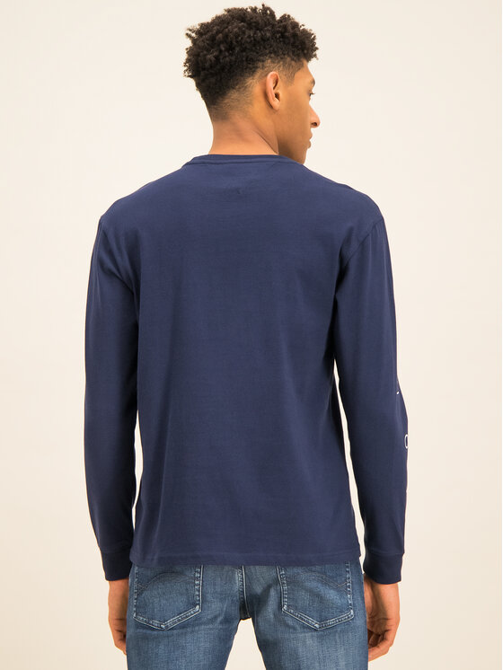 Tommy Jeans Tommy Jeans Тениска с дълъг ръкав Novel Logo DM0DM07437 Тъмносин Regular Fit