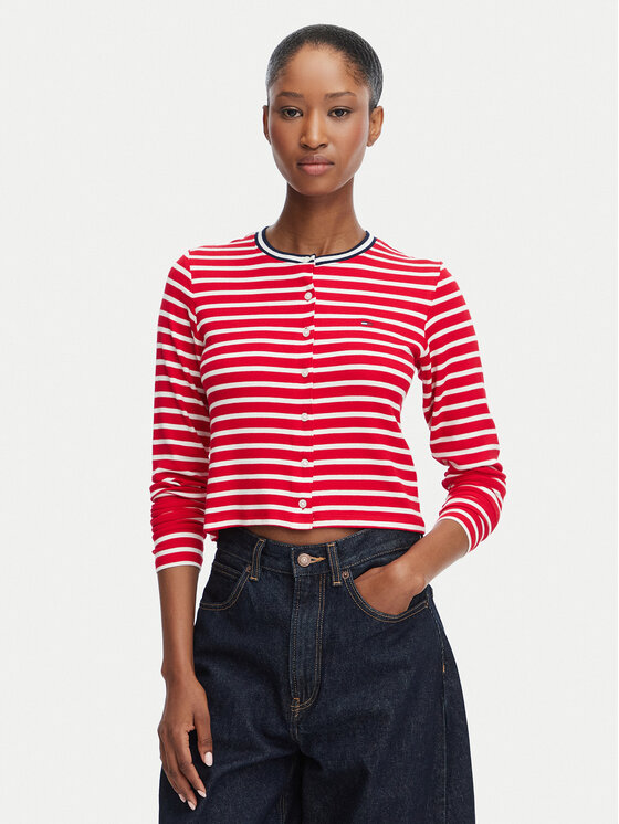 Tommy Jeans Cardigan DW0DW22805 Roșu Slim Fit
