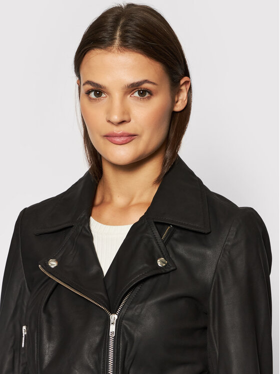 YAS YAS Usnjena jakna Sophie 26018510 Črna Regular Fit