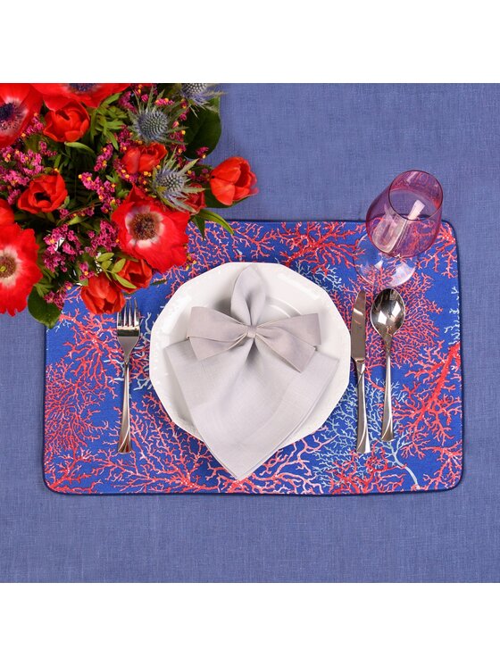 Roseberry Home Roseberry Home Podkładka na stół dwustronna Seaweed & Royal Blue Niebieski
