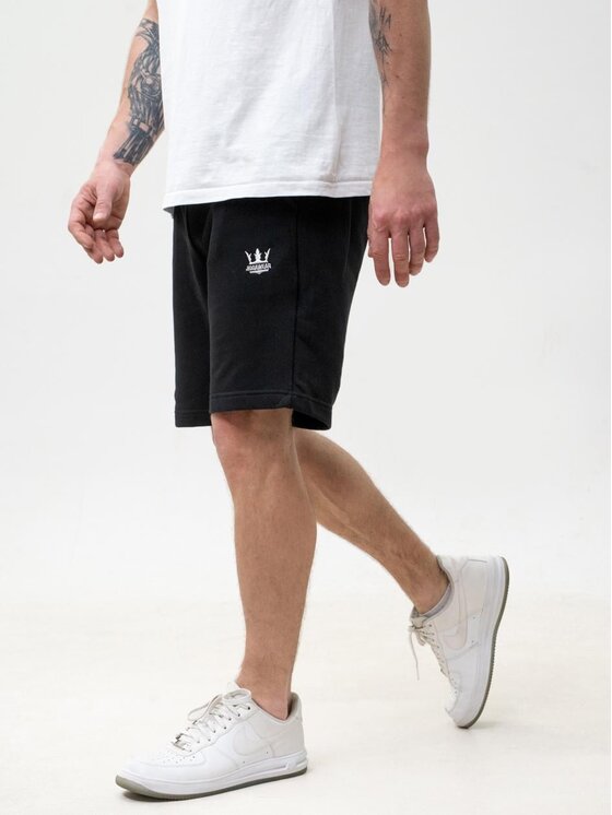 Jigga Wear Jigga Wear Szorty materiałowe Krótkie spodenki dresowe korona 131841 Czarny Regular Fit