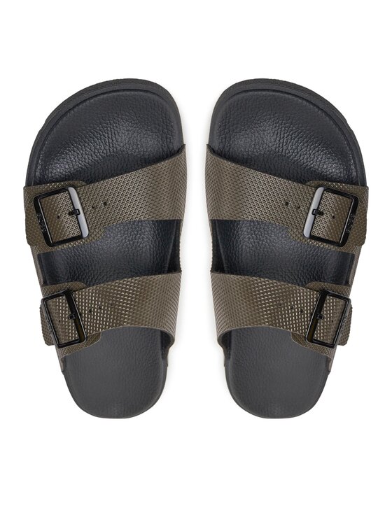 BOSS Surfley_Sand_dmpr_N - Infradito Uomo In Gomma, Light Beige, 39 EU - Con Doppio Cinturino E Fibbie Firmate