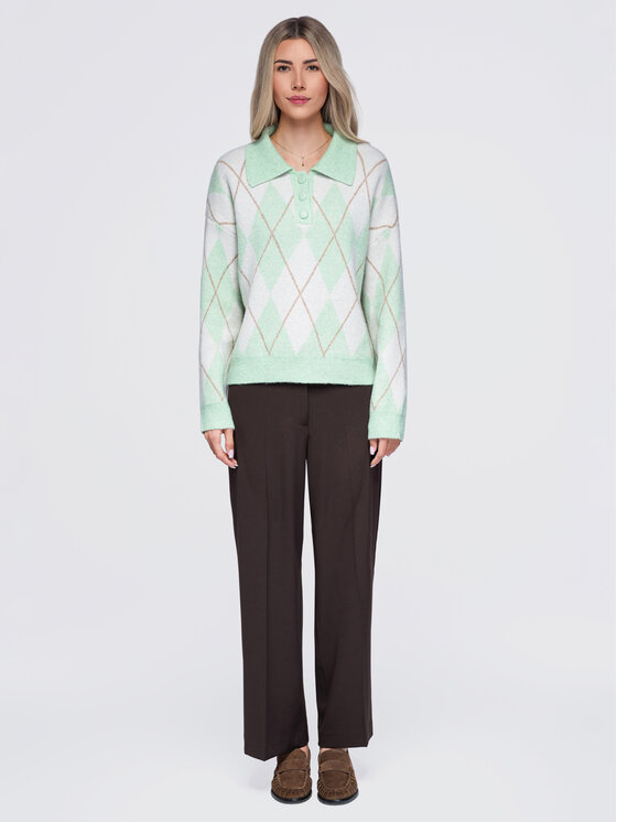 Ombre Ombre Sweter OW-SW-E0030 Zielony Relaxed Fit