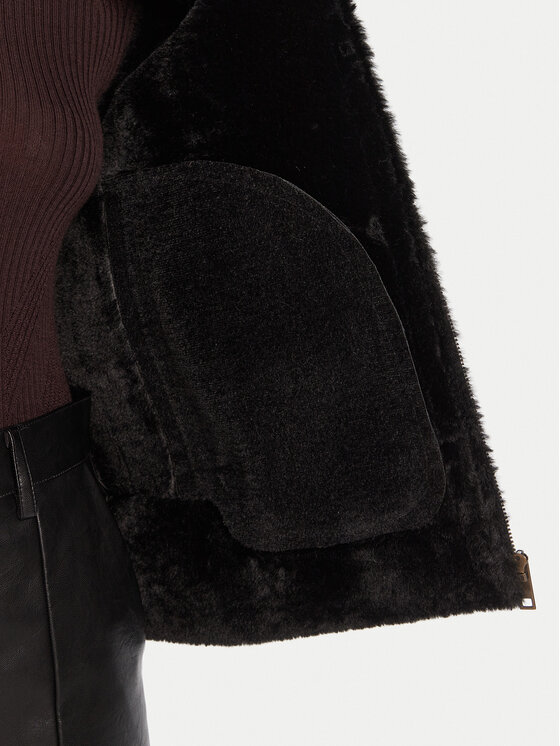 TWINSET TWINSET Bunda z imitácie kože 252TP2410 Čierna Regular Fit