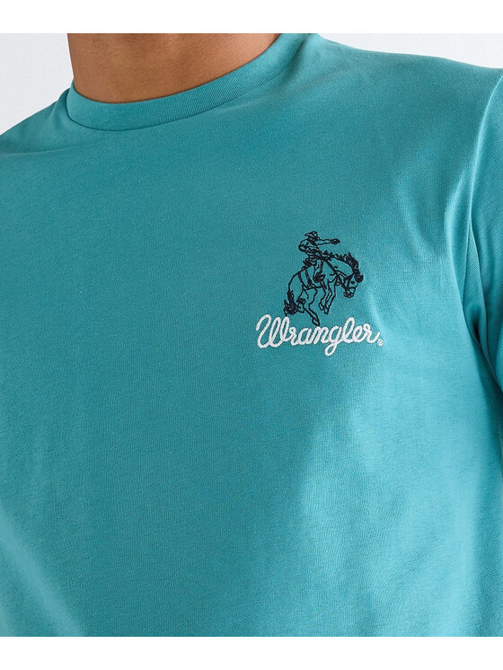 Wrangler Wrangler T-Shirt EMBROIDERY TEE Niebieski Regular Fit