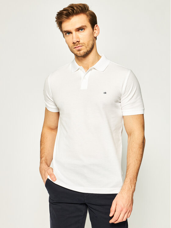 Calvin Klein Calvin Klein Polo Refined Pique Chest Logo K10K02964 Λευκό Slim Fit