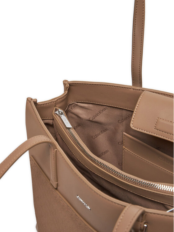 Calvin Klein Calvin Klein Torebka Ck Must Medium Shopper_Mono K60K612774 Beżowy