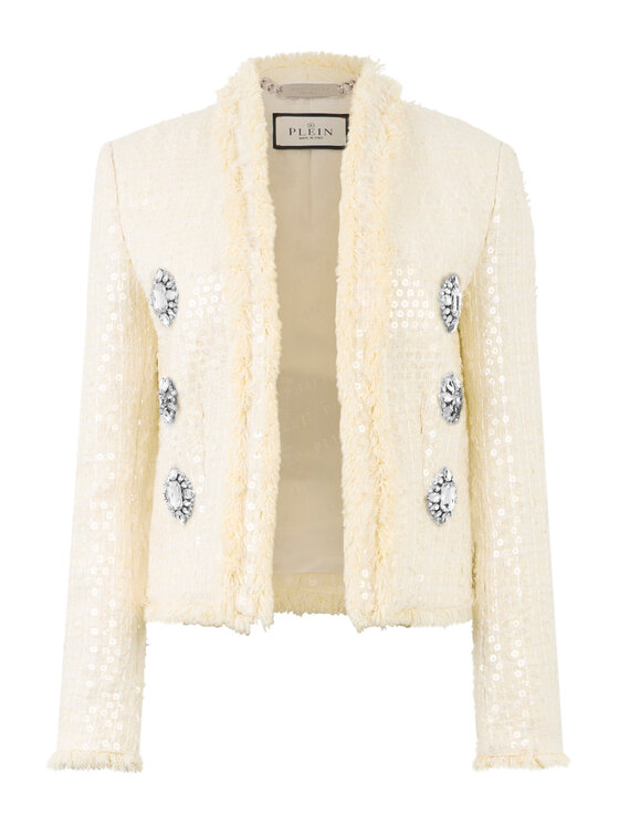 PHILIPP PLEIN PHILIPP PLEIN Bolerko 30511 Biały Fitted Fit