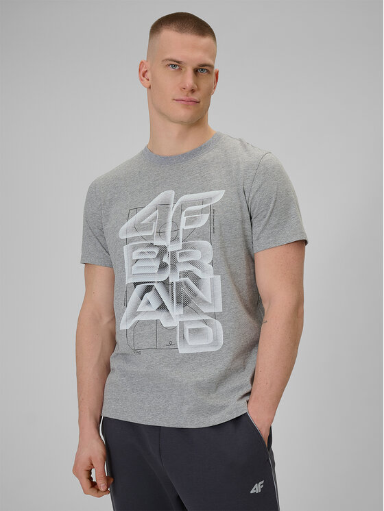 4F 4F T-Shirt WINTER CODE Szary jasny Regular Fit