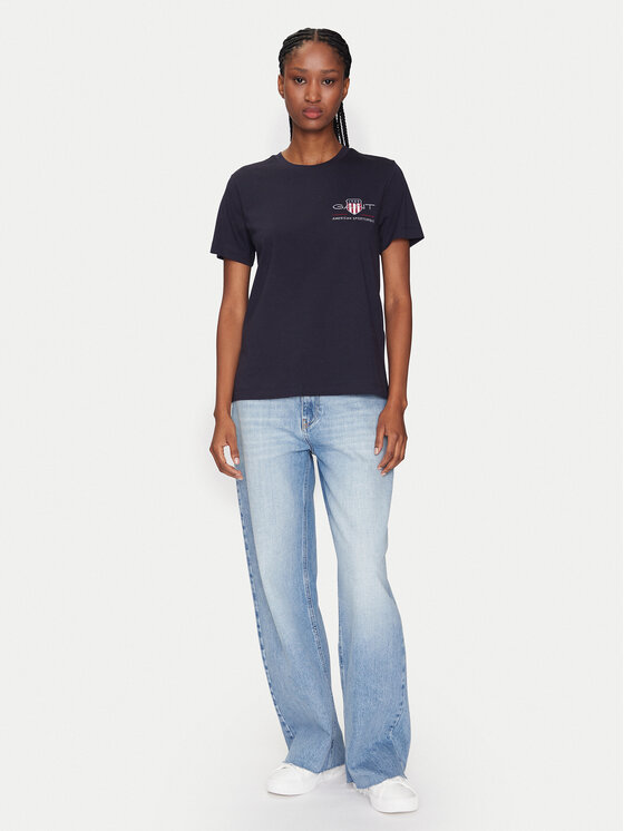Gant Gant T-krekls Bisiklet Yaka 4200277 Tumši zils Regular Fit