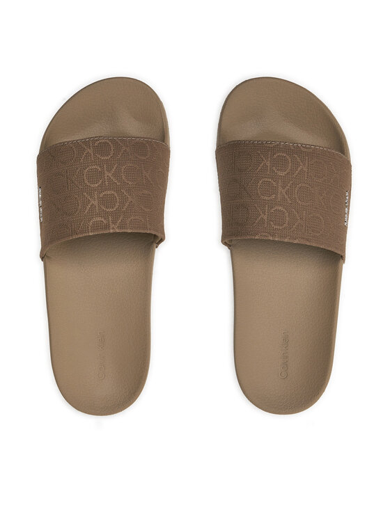 Calvin Klein Calvin Klein Šľapky Pool Slide Wcalvin Met Mono Jacq HW0HW01971 Hnedá