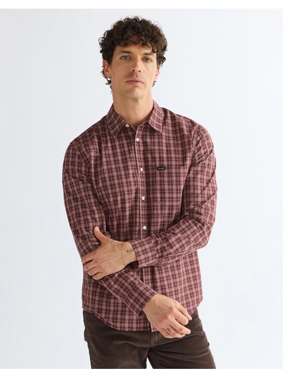 Wrangler Wrangler Koszula 1 PKT SHIRT Brązowy Regular Fit