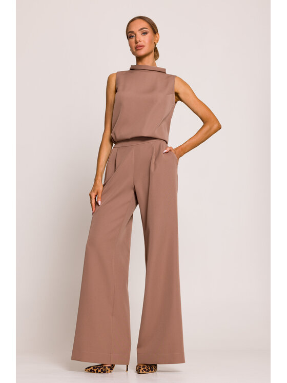 Made of Emotion Made of Emotion Kombinezon M382 Brązowy Wide Leg