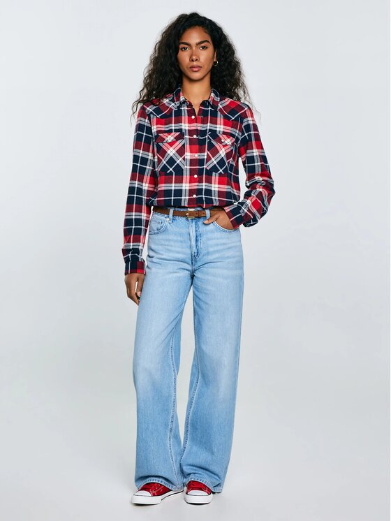 BIG STAR BIG STAR Koszula HIRI_603_140 Czerwony Basic Fit