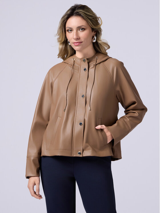 Oltre Oltre Giacca in similpelle R322J100266N022 Marrone Regular Fit