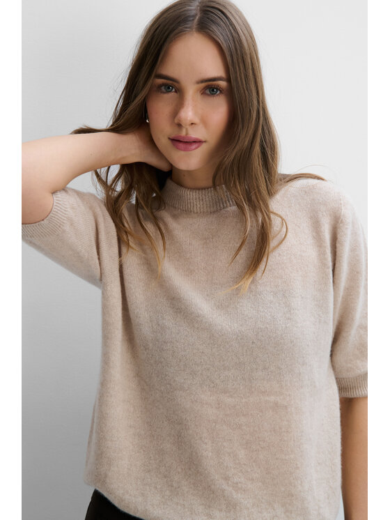 Fobya Fobya Bluzka F2120 Beżowy Basic Fit