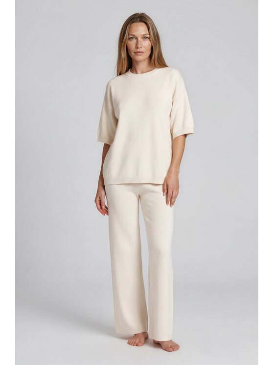 Fobya Fobya Bluzka F3013 Kremowy Basic Fit