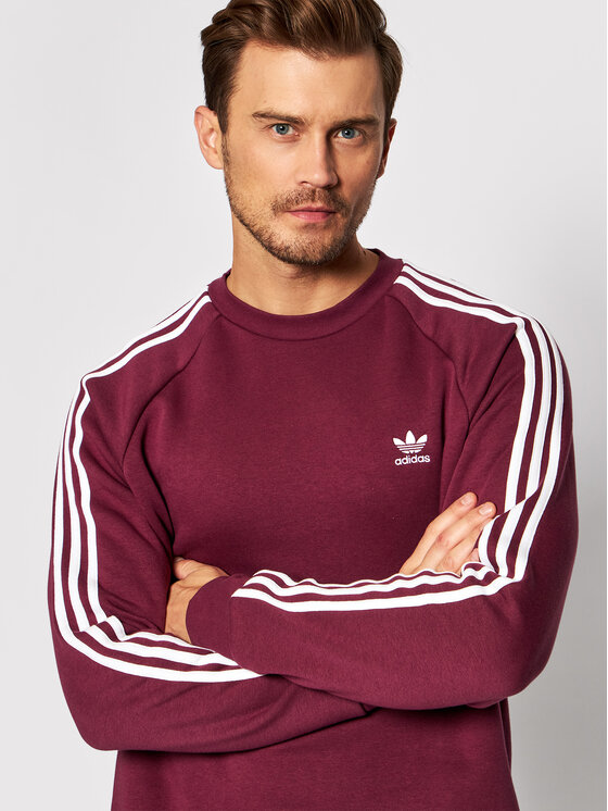 adidas Bluza 3-Stripes H06671 Bordowy Regular Fit • Modivo.pl