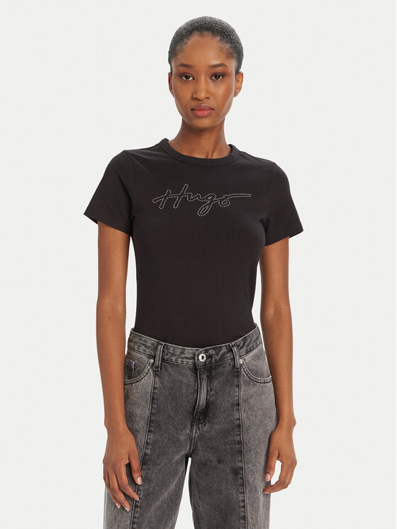 HUGO HUGO T-särk Deloris 50532137 Must Regular Fit