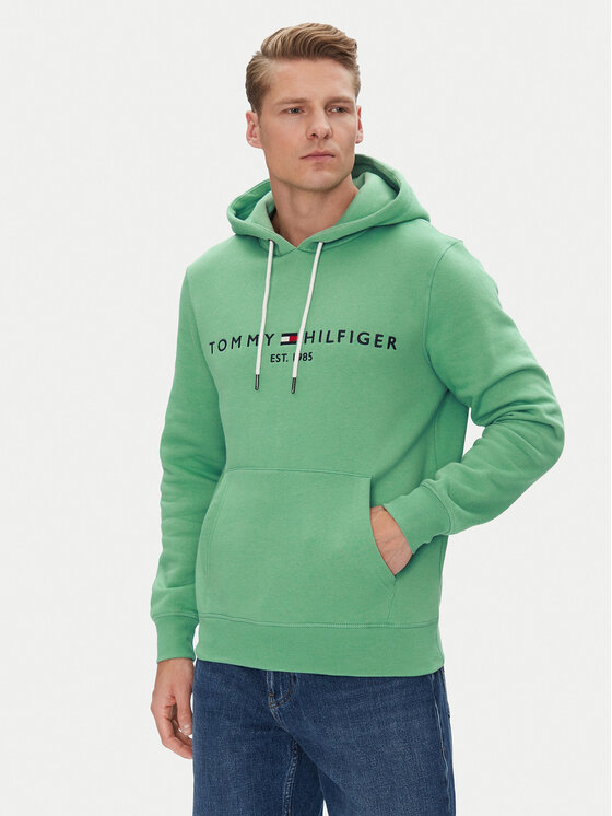 Tommy Hilfiger Tommy Hilfiger Pulóver Logo MW0MW11599 Zöld Regular Fit