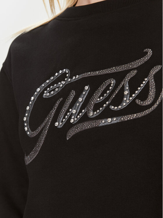 Guess Guess Μπλούζα Cn Stones Logo W4RQ14 KB681 Μαύρο Relaxed Fit
