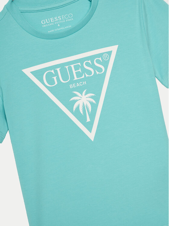 Guess Guess T-Shirt L5GI29 J1314 Turkusowy Regular Fit