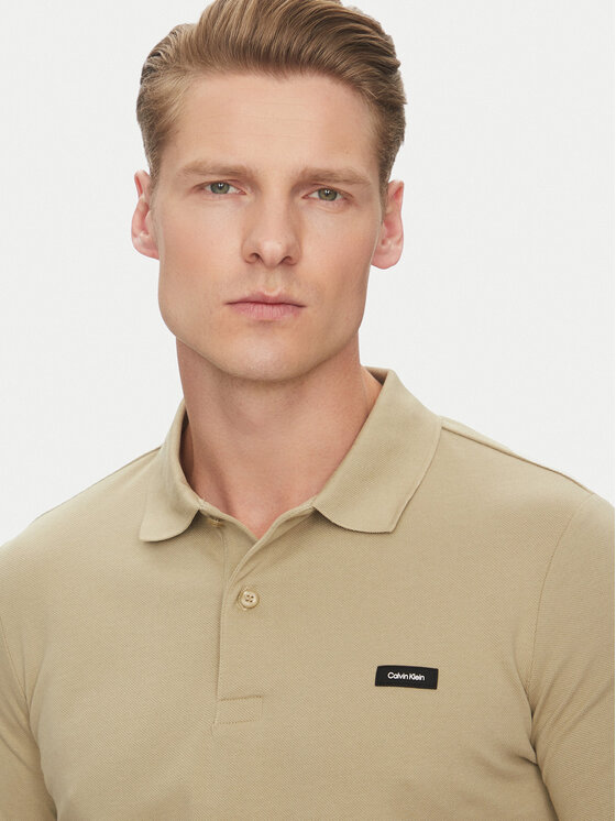 Calvin Klein Calvin Klein Polo K10K111196 Beżowy Slim Fit