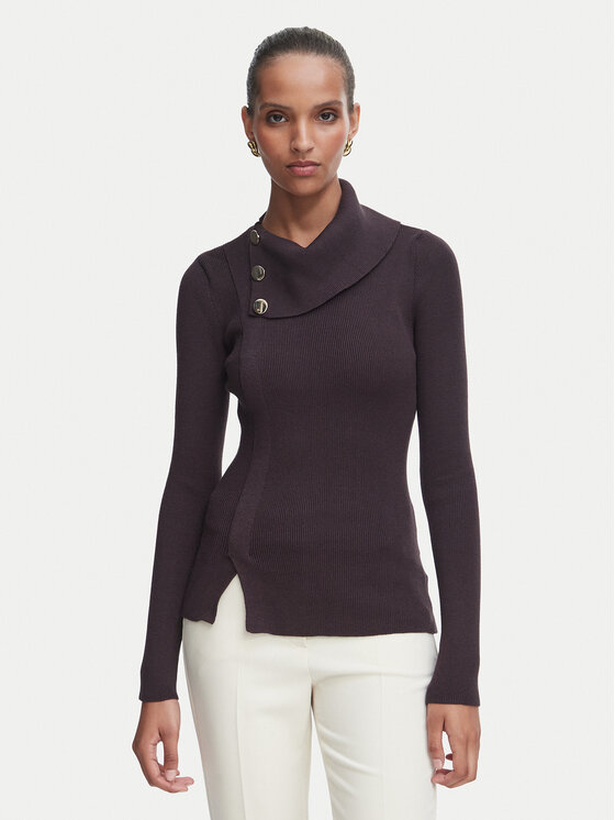 Rinascimento Džemperis CFM0012355003 Tumši brūna Slim Fit