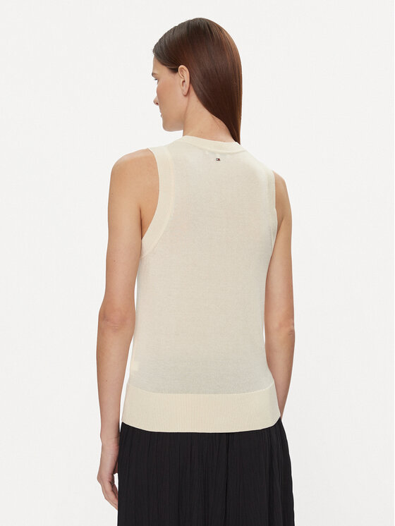 Tommy Hilfiger Tommy Hilfiger Sveter Md Lyocell Silk Blend Vest WW0WW40980 Žltá Regular Fit