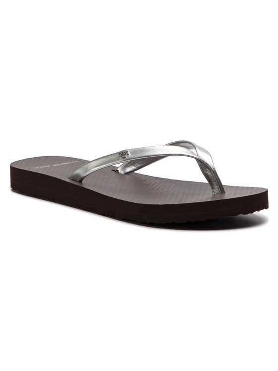 Tory Burch Tory Burch Šlepetės per pirštą Metallic Leather Flip Flop 54890 Sidabrinė