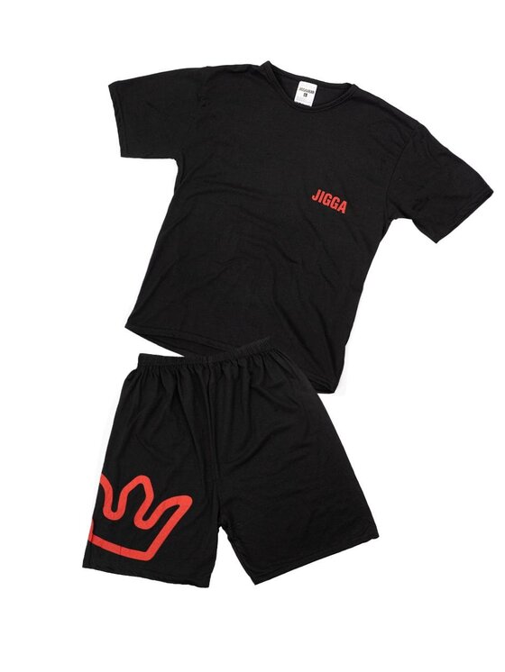 Jigga Wear Jigga Wear Piżama Piżama Męska Bawełniana Czarna Jigga Wear Korona na gumce wygodna XL Czarny Regular Fit