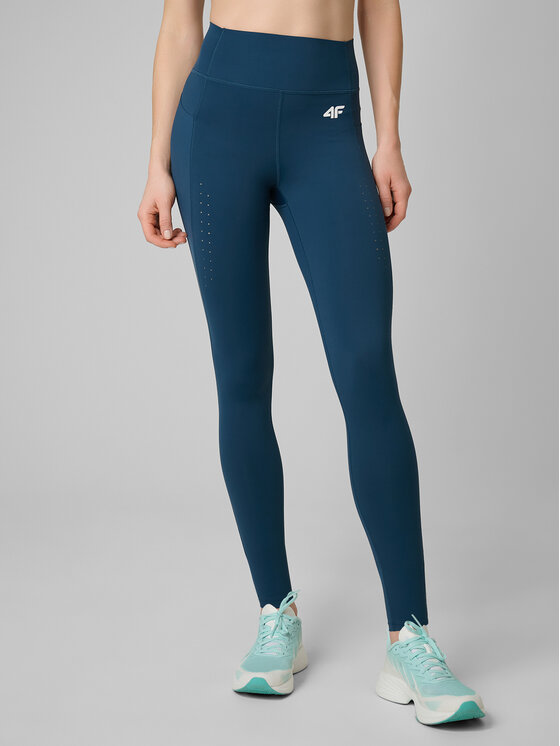 4F 4F Legginsy TRAINING Turkusowy Slim Fit