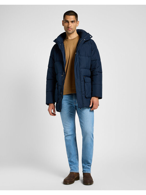 Lee Lee Kurtka zimowa LONG PUFFER JACKET Niebieski Regular Fit