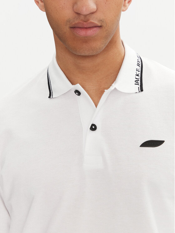 Jack&Jones Jack&Jones Тениска с яка и копчета Pacer 12273303 Бял Regular Fit