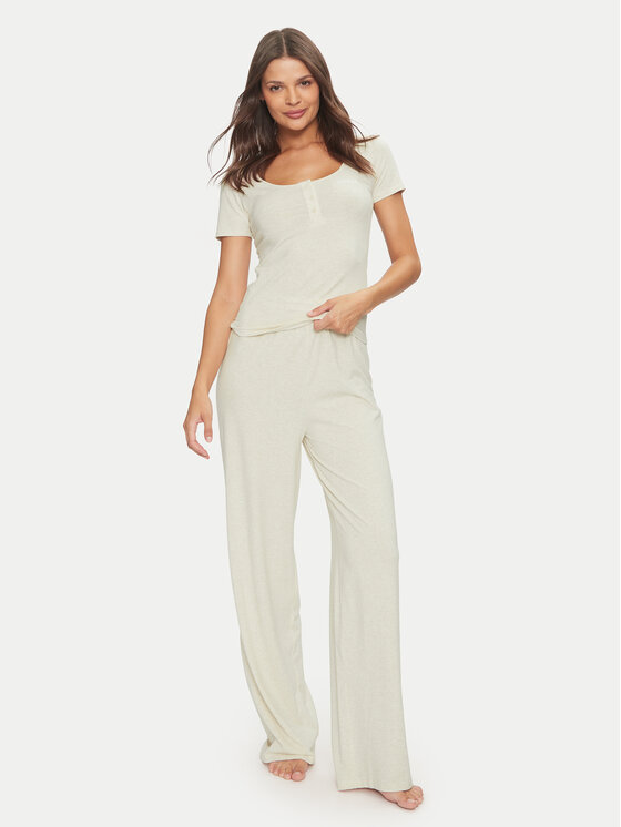 Guess Guess Pizsama O4YX02 KBBU1 Ekru Regular Fit