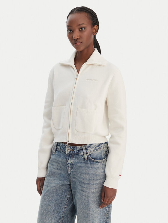 Tommy Jeans Tommy Jeans Kardigāns Cozy Sript DW0DW22029 Écru Regular Fit
