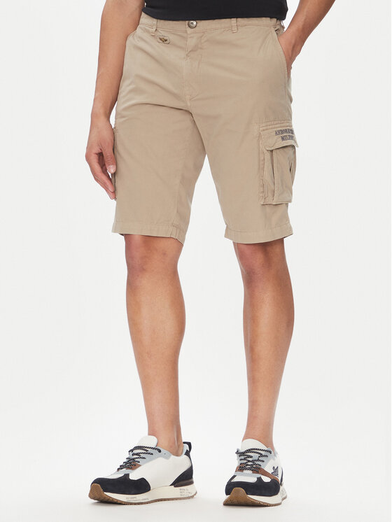 Aeronautica Militare Aeronautica Militare Pantalon scurți din material 251BE066CT1122 Bej Regular Fit