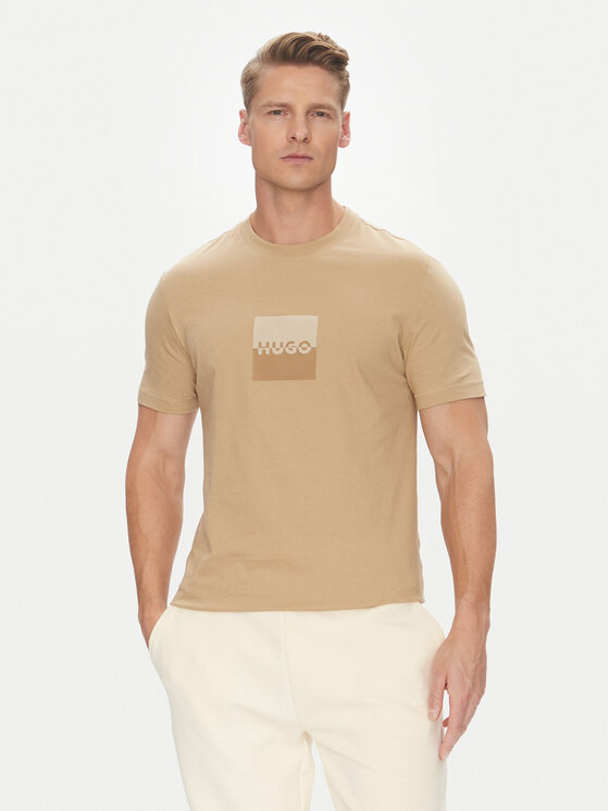 HUGO HUGO T-Shirt Dusplit 50542784 Beżowy Regular Fit