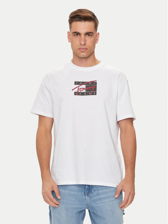 Tommy Jeans Tommy Jeans T-Shirt Street Sigh Flag DM0DM18528 Weiß Regular Fit