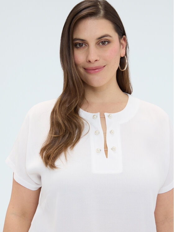 Fiorella Rubino Fiorella Rubino T-Shirt G09DL009112N011 Biały Regular Fit
