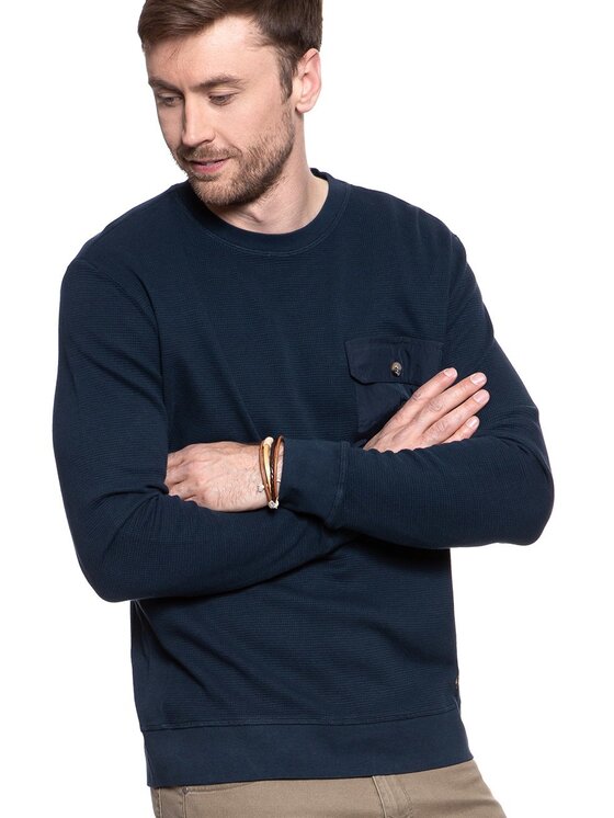 Mustang Mustang Maglione BEN C WAFFLE Blu Regular Fit
