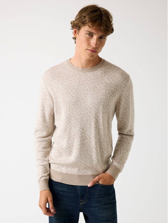 Guess Guess Sweter 179284 Beżowy Classic Fit