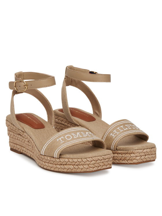 Tommy Hilfiger Tommy Hilfiger Espadrilės Tommy Hilfiger Espad Mid Wedge FW0FW08805 Smėlio