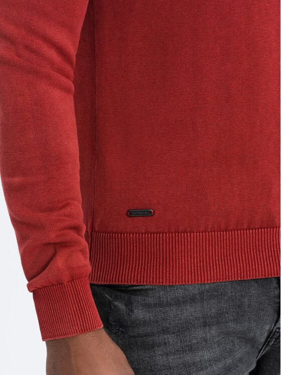 Ombre Ombre Sweter OM-SWOS-0108 Czerwony Fitting Fit